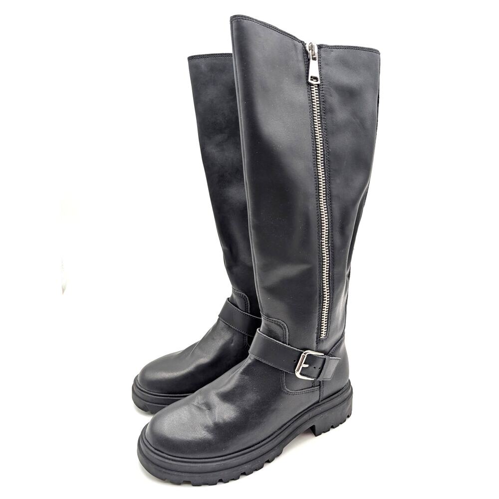 Blondo Taylor Lug Sole Knee High Boots Side Zip Women's Black Size US6.5M EU37